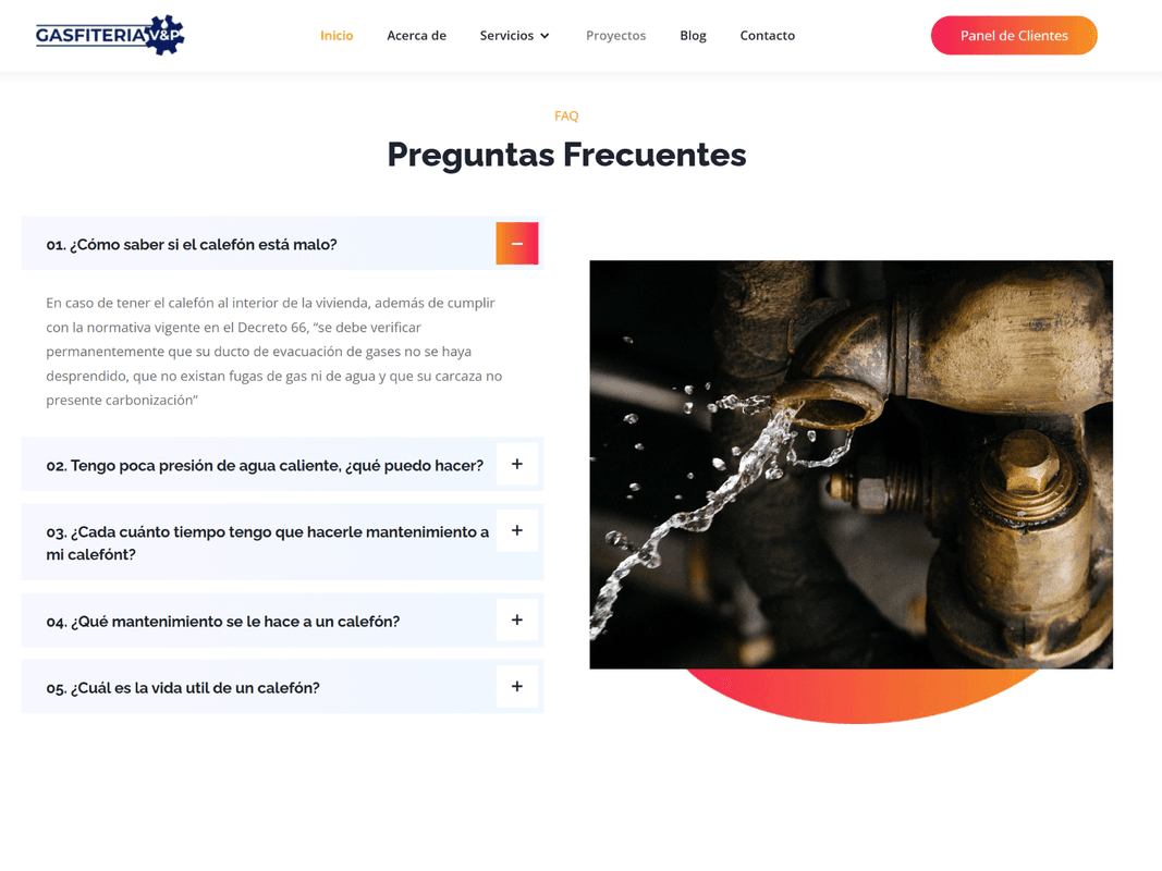 Imagen 1 del proyecto Gasfitería V&P - WebApp